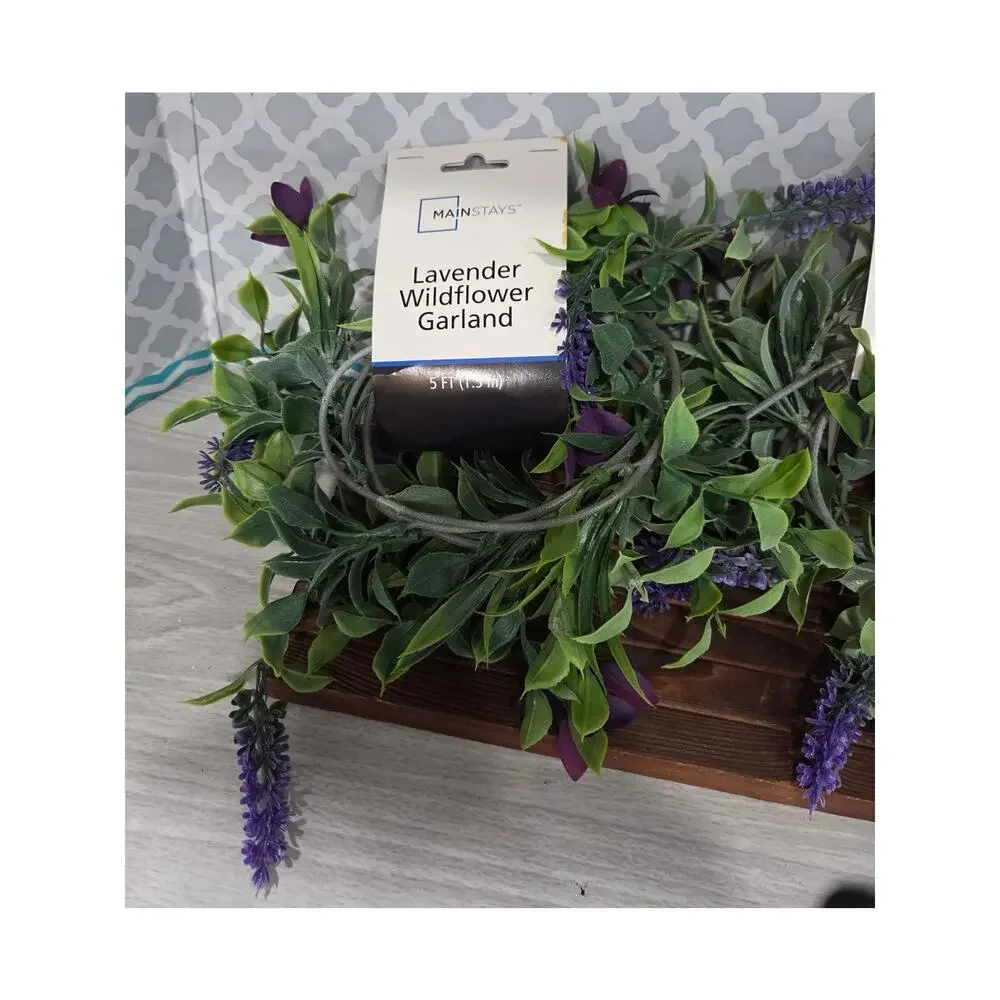 Mainstays Lavender Wildflower Garland 5 Ft Artificial Purple Floral Decor 2 pack